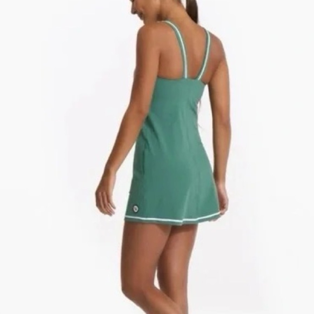 Vuori Teal Green Racerback Mini Dress with White Trim - Picture 3 of 12